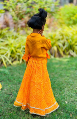 Golden Yellow Shirt with Bandhani Kota and Golden Yellow Skirt