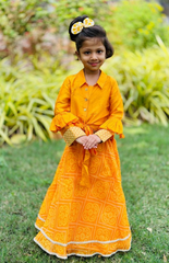 Golden Yellow Shirt with Bandhani Kota and Golden Yellow Skirt
