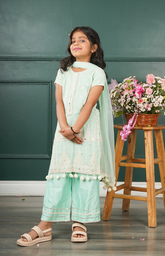 Kurta and Palazzo with Threadwork in Lucknowi Embroidery
