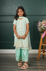 Kurta and Palazzo with Threadwork in Lucknowi Embroidery