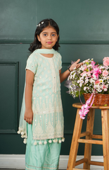 Kurta and Palazzo with Threadwork in Lucknowi Embroidery