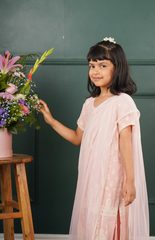 Kurta and Palazzo with Threadwork in Lucknowi Embroidery - Pink