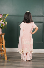Kurta and Palazzo with Threadwork in Lucknowi Embroidery - Pink