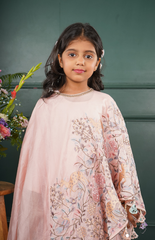 Floor-Length Anarkali with Cape in Beautiful Multi-Color Jungle Embroidery - Pink