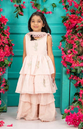 Sleeveless Peplum Garara Set - Light Pink