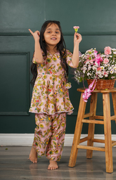 Chanderi Angrakha / Parrot Jungle Print