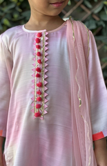 Multicolor Shaded Kurta in Straight Style with Kurta Patti and Multicolor Stripe Pants