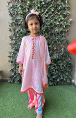 Multicolor Shaded Kurta in Straight Style with Kurta Patti and Multicolor Stripe Pants