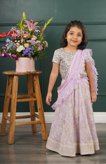 Lilac Ghagra Choli with Full Zari Thread & Sequence Embroidery All Over