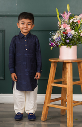 Kurta Set with Gayatri Mantra Embroidery in Pathani Style