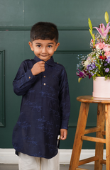 Kurta Set with Gayatri Mantra Embroidery in Pathani Style