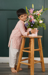 Kurta Set with Lucknowi Embroidery and Cream Threadwork