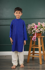 Pintucks Kurta Set with Solid Color and Elegance - Royal Blue