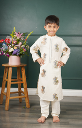 Pure Chanderi Kurta with Horses Embroidery in Elegant Style with Salwar