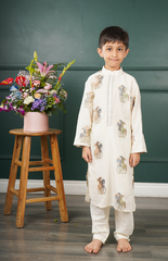 Pure Chanderi Kurta with Horses Embroidery in Elegant Style with Salwar