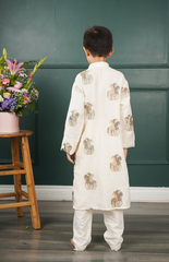 Pure Chanderi Kurta with Horses Embroidery in Elegant Style with Salwar