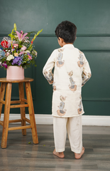 Chanderi Kurta with Birds in Funky Style - Brown Bird