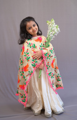 Floor Length Anarkali with Parrot Embroidery Cape