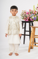 Beautiful Foil Style Zari Threadwork Embroidery in Jungle Safari Pattern with Pure Chanderi Kurta and Salwar