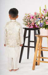 Beautiful Foil Style Zari Threadwork Embroidery in Jungle Safari Pattern with Pure Chanderi Kurta and Salwar