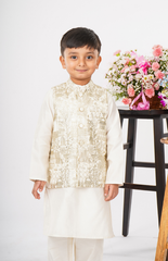 Beautiful Foil Style Zari Threadwork Embroidery in Jungle Safari Pattern with Pure Chanderi Kurta and Salwar