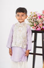 Beautiful Foil Style Zari Threadwork Embroidery in Jungle Safari Pattern with Pure Chanderi Kurta and Salwar