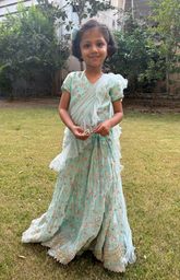 Chanderi Ghagra Choli with Floral Intricate Embroidery and Threadwork