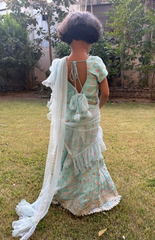 Chanderi Ghagra Choli with Floral Intricate Embroidery and Threadwork