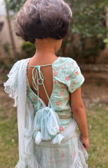 Chanderi Ghagra Choli with Floral Intricate Embroidery and Threadwork