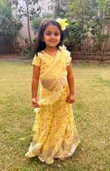 Chanderi Ghagra Choli with Floral Intricate Embroidery and Threadwork