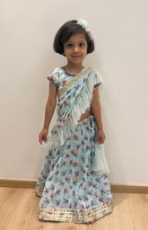 Ghagra Choli with Floral Zardosi Embroidery in Three Different Fabrics Designed to Style