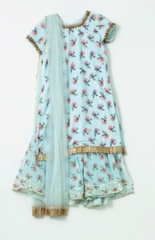 Kurta and Sharara with Floral Print on Velvet Fabric Handwork Zardosi and Crepe Sharara