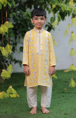 Sitara Lucknowi Embroidered Kurta Set with Cream Salwar