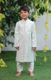 Sitara Lucknowi Embroidered Sherwani Set with Silk Bottom