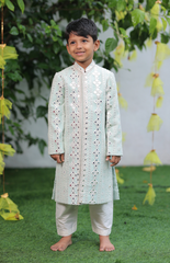 Sitara Lucknowi Embroidered Sherwani Set with Silk Bottom