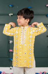 Sitara Lucknowi Embroidered Kurta Set with Cream Salwar