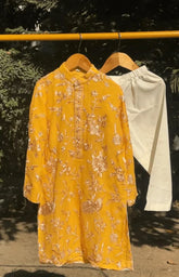 Parsi Gara Boys Kurta Set - Yellow
