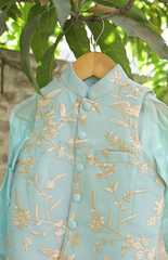 Parsi Gara Embroidered Silk Kurta Jacket Set