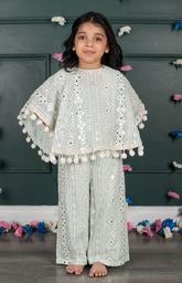 Mirror Embroidered Poncho Set