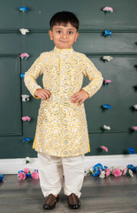 Mirror Kurta with cream and Amla Embroidery all over - Blue