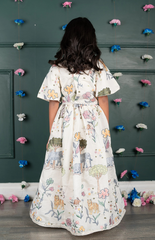 Jungle Embroidered Crop Top & Skirt Set with Mirror Work