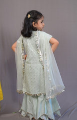 Kurta Palazzo with Gotta Work in Zig Zag Pattern - Pista