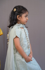 Kurta Palazzo with Gotta Work in Zig Zag Pattern - Pista