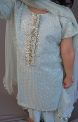 Kurta Palazzo with Gotta Work in Zig Zag Pattern - Pista