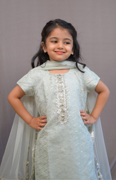 Kurta Palazzo with Gotta Work in Zig Zag Pattern - Pista