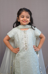 Kurta Palazzo with Gotta Work in Zig Zag Pattern - Pista