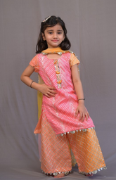 Kurta Palazzo Shaded with Gotta Work (Shaded Rani Pink, Golden, Yellow)