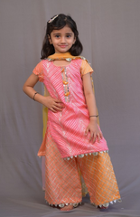 Kurta Palazzo Shaded with Gotta Work (Shaded Rani Pink, Golden, Yellow)