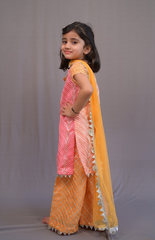 Kurta Palazzo Shaded with Gotta Work (Shaded Rani Pink, Golden, Yellow)