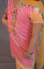 Kurta Palazzo Shaded with Gotta Work (Shaded Rani Pink, Golden, Yellow)